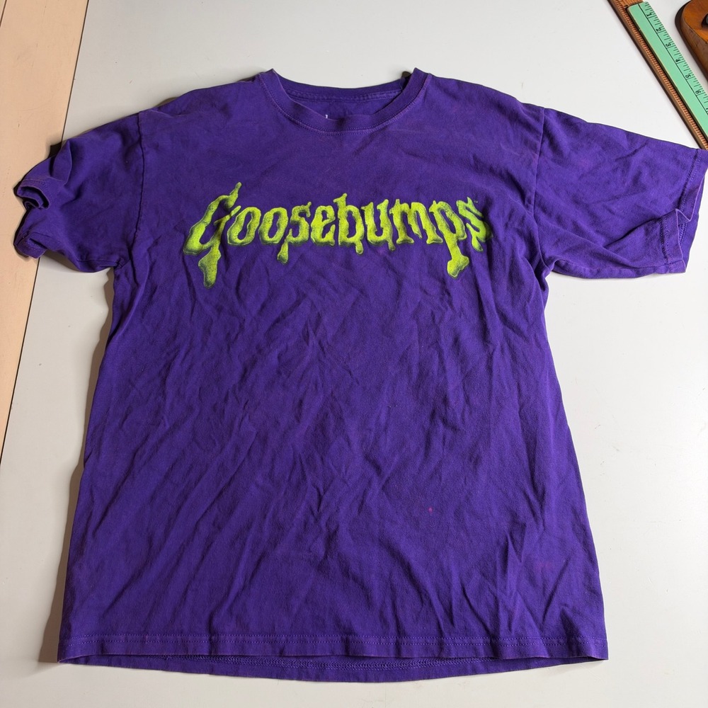 Goosebumps HorrorLand Graphic T-Shirt Purple Large Welcome to HorrorLand Tee